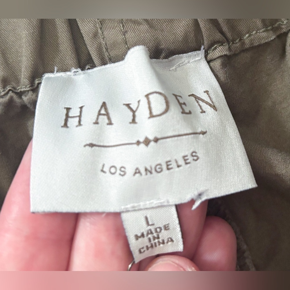 Hayden Olive Green Paper Bag Waist Pants Junior Large Goblin Gremlin Core Grunge - Picture 2 of 4
